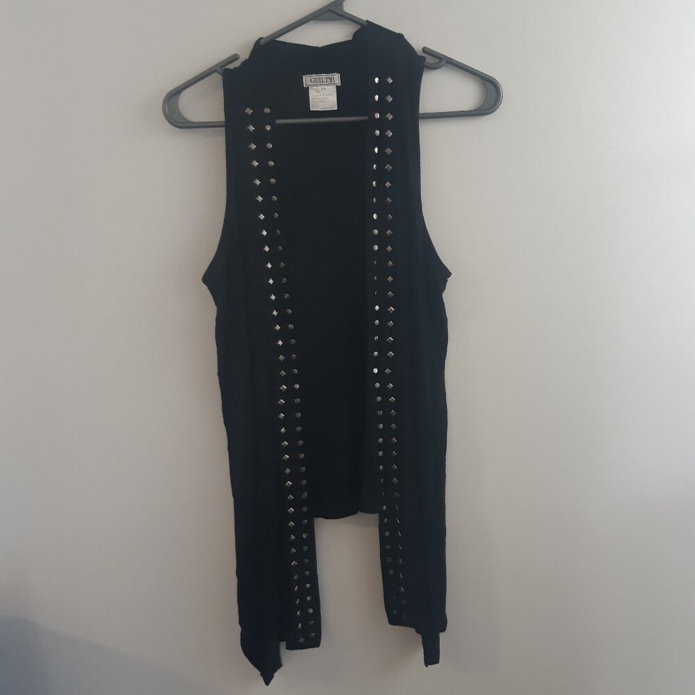 Cardigan Open Sleeveless Jacket Black Lightweight without closure